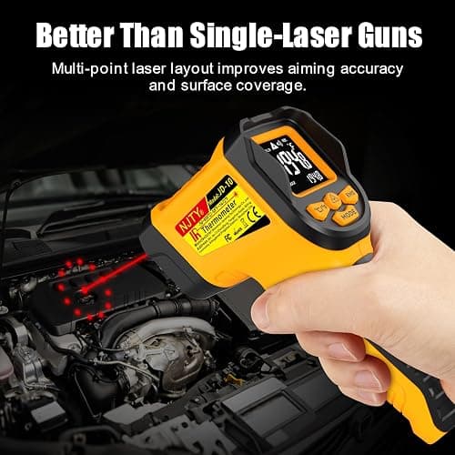 NJTY Infrared Thermometer Gun, -58℉ to 1472℉, High Precision, Non-Contact Laser Temperature Sensor with Backlit LCD, for Cooking, BBQ, Automotive, Industrial Use thumbnail 5