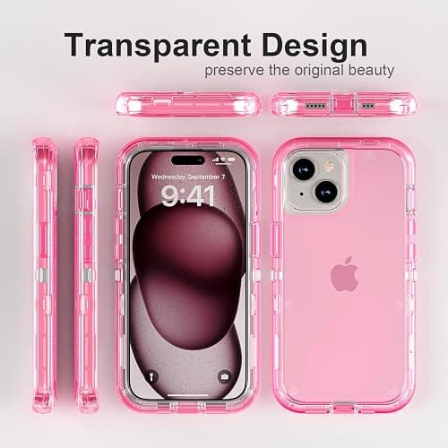 Follaroma for iPhone 15 Plus Case, Heavy Duty Shockproof Protection Phone Cases, Anti-Drop, Dual Layer Transparent Protective Cover Compatible with iPhone 15 Plus, 6.7 inch,Crystal Pink thumbnail 6