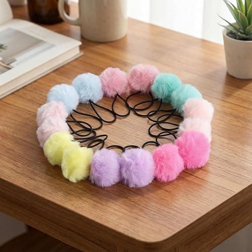 Pom Pom Hair Ties 16 Pcs Hair Ties for Girls Ball Scrunchies Hair Accessories for Women(2 inch,Multi-color) thumbnail 7