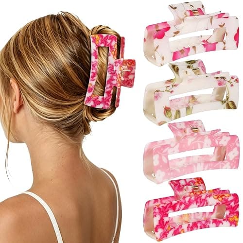 laxizar 4 Pcs Hair Clips 4.1 Inch Claw Cips Floral Hair Accessories thumbnail 2