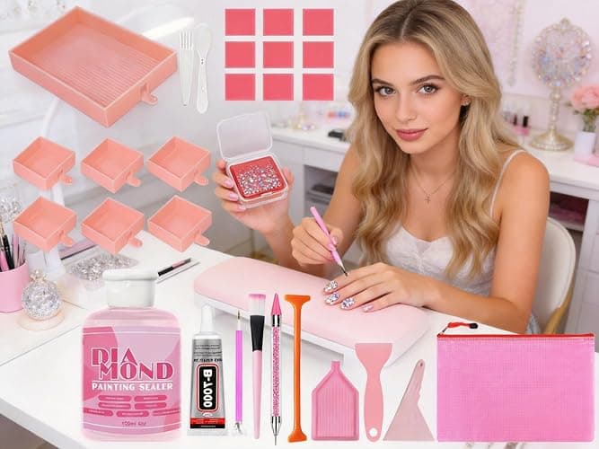 Rhinestone Picker Tools for Bedazzling Kit - 5D Diamond Painting Glue & B7000 Jewelry Glue for Craft, with 3 Picker Pens, 7-in-1 System Trays, 1 Brush, 10Pcs Clay, All-in-One Diamond Art Painting Set thumbnail 3