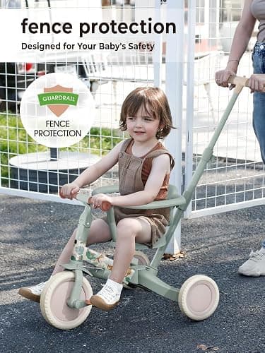 newyoo Lume TR008 Tricycle for Toddlers 1-3, 5-in-1 Push Bike with Parent Handle & Safety Guard, Convertible Balance Bike, Ideal Gift for 1-3 Year Olds, Moss thumbnail 5