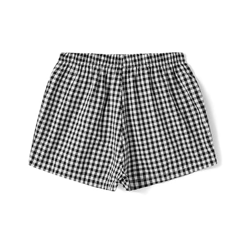 Y2k Women Gingham Boxer Shorts Low Rise Micro Pajamas PJ Sleep Short Pants Plaid Sleepwear Sleeping Lounge Bottoms - Black - X-Large thumbnail 2