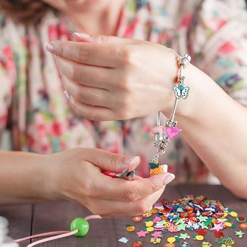 Hungdao 200 Pcs Rubber Loom Band Charm Only Silicone Rainbow Bracelet Charms, Soccer Keychain Bracelet Pendant Summer Rubber Accessories Colorful Jewelry Making Kit with 200 Opening Rings thumbnail 3