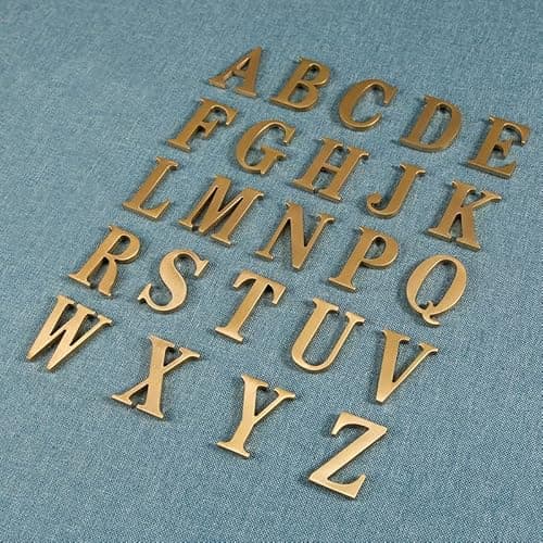 1.77 Inch Height Self Adhesive Solid Brass English Letters 45mm Wall sticker Gold Mail Box Numbers House Address Numbers Shop Studio Name DIY Combination For Wall Home Decor Hardware (Letter C) - C thumbnail 7