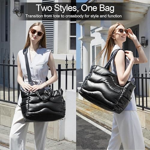 Y.U.M.C. Quilted Puffer Tote Bag for Women- Stylish Multi-Way Carrying Shoulder Bag with Laptop Compartment thumbnail 7