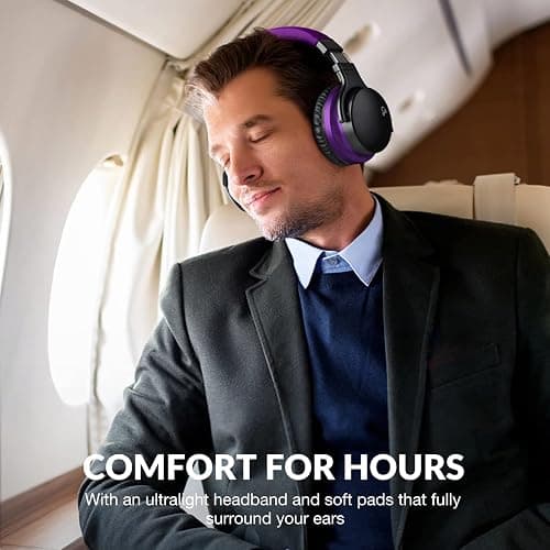 Million Sold Classic E7 Active Noise Cancelling Headphones with Upgraded HD Sound, Wireless Bluetooth Headphones Over The Ear Unequaled Comfort, Vivid Deep Bass, for Home Office Travel Birthday Gift thumbnail 5