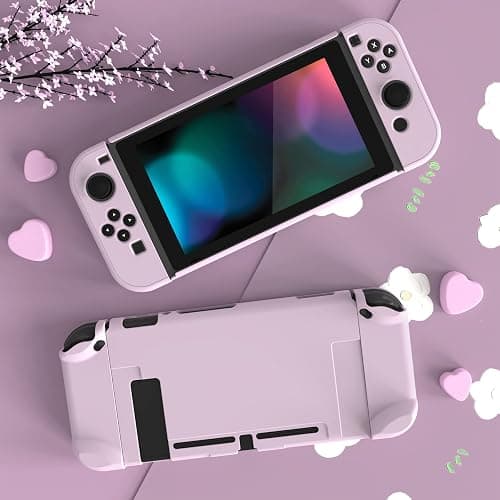 eXtremeRate PlayVital Back Cover for Nintendo Switch Console, NS Joycon Handheld Separable Protector Hard Shell, Dockable Protective Case for Nintendo Switch - Peach Blossom Pink (NOT for Switch 2) thumbnail 3