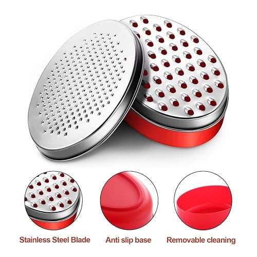 FUNCYboo Cheese Grater with Storage Container, Bowl Grater 2 in 1 Food Grater Cheese Grater Bowl with Lid for Cheese Chocolate Cucumber Vegetable(Red) thumbnail 5