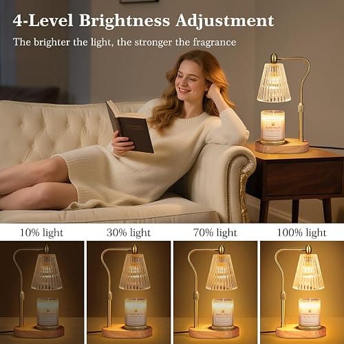 Imenlox Candle Warmer Lamp, with Timer and Dimmer, Adjustable Height, for Mom, Christmas Birthday Gifts for Women, House Warming Gifts Home Decor, Wax Warmer for Jar Candles(Amber) thumbnail 5