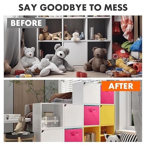 ShellKingdom Storage Bins, Foldable Fabric Storage Cubes And Cloth Organizer Drawer For Closet And Toys, 2 Pack (Fuchsia) | Storage Organizer For Closet And Toys, 10.5x10.5x11 INCH, 2 Pack (Fuchsia) thumbnail 6