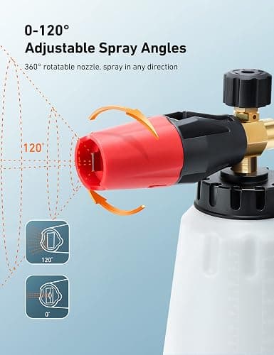 AstroAI Foam Cannon, Heavy Duty Car Foam Blaster Wide Neck Adjustable Snow Foam Lance and Thick Foam for Pressure Washer with 1/4" Quick Connector,1L Bottle thumbnail 4