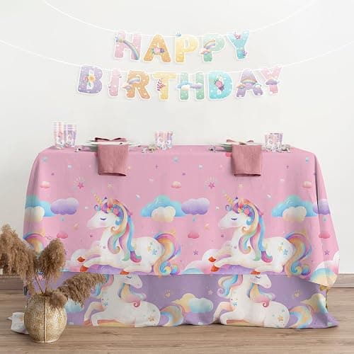 birthday Party Supplies Kit for 24 Guests - for Unicorn Birthday Decorations, Includes Dinner & Dessert Plates, Napkins, Cups, Banner and Tablecloth for Unicorn 1st Birthday Party Decorations thumbnail 5