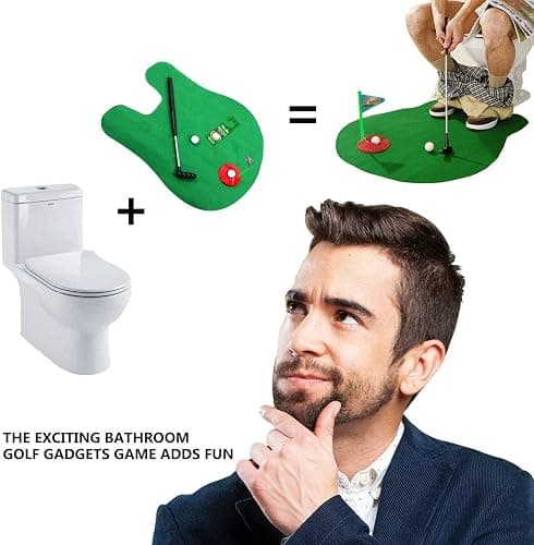 Golf Toy Set Toilet Game Golf Toy, Toilet Golf Mini Suit Leisure Sports Toy-Bathroom Mini Putter Golf Game Mat Set thumbnail 4