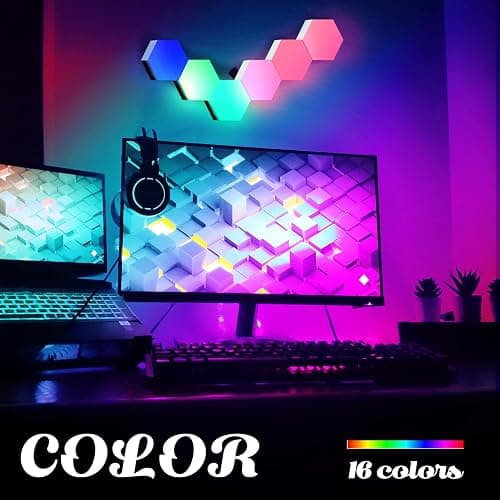 ODISTAR Hexagon Wall Light Panels (8 Pack)- Smart APP RGB Hexagonal LED Modular Lights with Remote Control,Music Sync Features for Gaming Rooms,Living Rooms, Bedrooms, DIY Enthusiasts and Gift Options thumbnail 4
