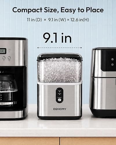 EUHOMY Nugget Ice Maker Countertop, Ready in 7 Mins, 35Lbs/24H Pebble Ice Maker Machine, Self-Cleaning Countertop Sonic Ice Makers with Ice Scoop&Basket, Pellet Ice Maker for Home, Stainless Steel thumbnail 7