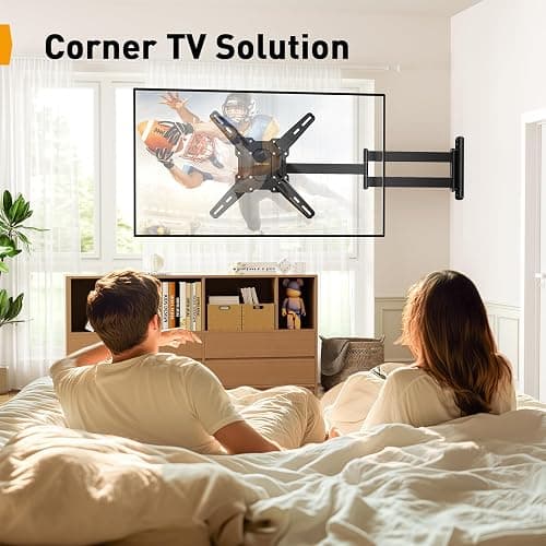 Perlegear Long Arm TV Wall Mount for 26-70 inch TVs up to 100 lbs, Corner TV Mount Bracket with 31.65” Extension, Swivel, Tilt Articulating Arms, Max VESA 400x400mm, Full Motion Wall Mount PGMF25B thumbnail 6