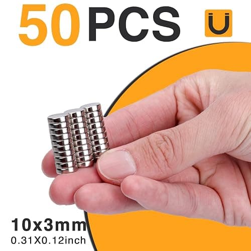 TRYMAG Small 10x3mm 50Pcs Rare Earth Magnets, 50Pcs Tiny Round Fridge Magnets for Whiteboard, Refrigerator, DIY, Kitchen, Office thumbnail 3