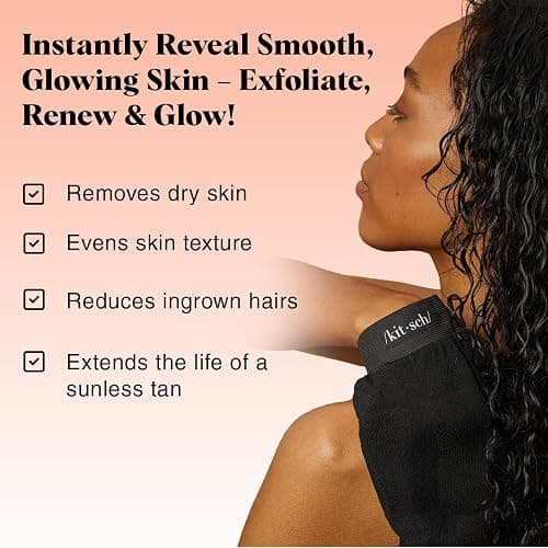 Kitsch Exfoliating Glove – Exfoliating Mitt - 2pc Black & Terracotta | Korean Exfoliating Mit & Deep Exfoliating Body Scrubber for Shower, Bath | Body Exfoliator Glove, Dead Skin Remover thumbnail 8