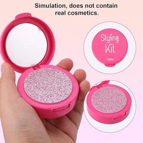 10pcs Pretend Makeup Kit, Kids Fake Makeup Play Set Realistic Cosmetic Play Toys for Toddler Ages 3-5 Girls Christmas Birthday Gift (Red) thumbnail 7