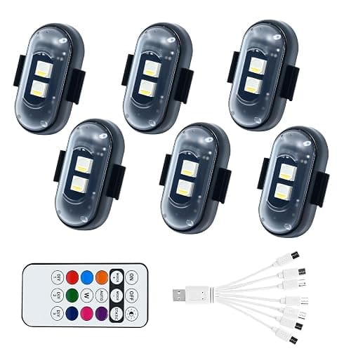 6PCS Wireless LED Lights for Car with Remote Control, High Brightness Wireless LED Strobe Light 8 Colors USB Charge IP65 Waterproof Anti-Collision for Car Motorcycle Aircraft Bike (6) - Image 1