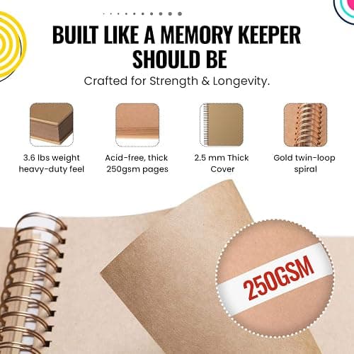 Modern Shop Scrapbook Album | Extra Thick Kraft Paper with Hardcover - 12 x 12 250 gsm, 50 sheet thumbnail 3