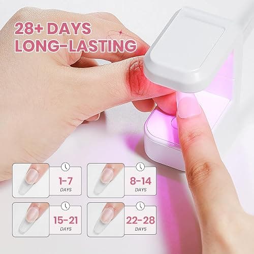 SUPWEE Solid Gel Nail Glue Set: 3d Gel Nail Art for Press On Nails with 240PCS Medium Coffin Gels Nail Tips Mini UV Lamp Nail Extension Home DIY Manicure for Women Girls thumbnail 5