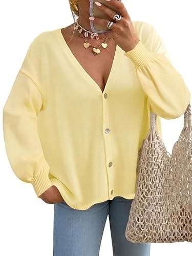 FireSwan Cardigan Sweaters for Women Long Lantern Sleeve Oversized Knit Outfits Lightweight Trendy Sweater Tops 2026 - Image 1