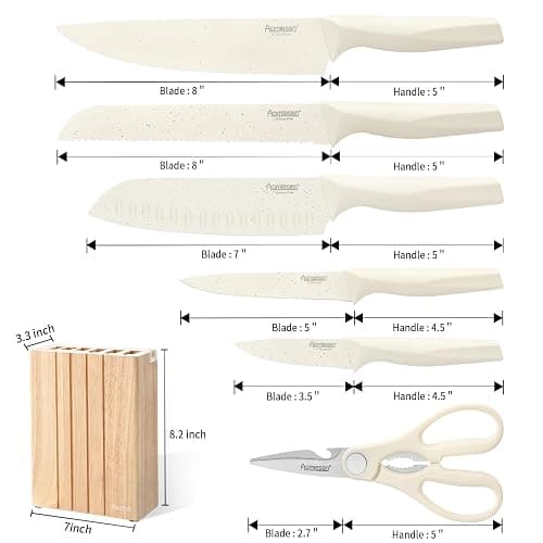 Premium Quality 8-Piece Knife Set with Block, Lightweight and Strong, ﻿ Ergonomic Handles for Home,Dishwasher Safe ﻿ thumbnail 3