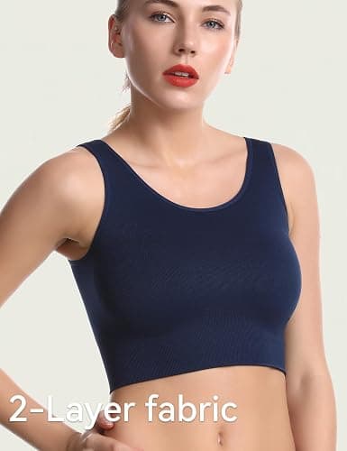 SPRIMEMONG Women's Light Support Sport Bra Wireless Longline Comfy Bra-Seamless Yoga Crop Tops thumbnail 2