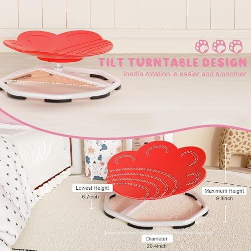 Qusases Sensory Swivel Chairs for Kids, Spinning Chair for Autistic Kids, Sit and Spin Sensory Toys, Training Body Coordination, Autism ADHD Chairs Indoor Outdoor Play Equipment (Red) thumbnail 2