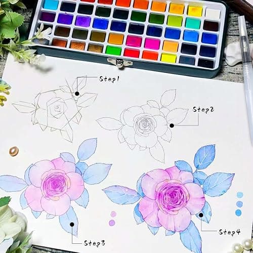 Artecho Aquarellfarben Set 168 Farben in Tragbarer Box, Mit Pinsel und Aquarellpapier, Aquarell für Reisen, Wasserfarben für Künstler und Hobbymaler thumbnail 2