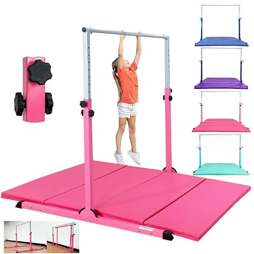 MARFULA Gymnastic Bar with 4 ft Inner Width 5 ft Adjust Height for Kids Kip Bar with 350 lbs Gymnastic Training Equipment for Kids 3-15 Years Home and Club Use - Image 1