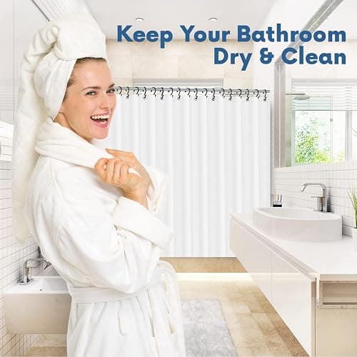 No Smell Shower Curtain Liner 72x72 White - PEVA Plastic Shower Curtain for Bathroom, PVC-Free Waterproof Shower Liner with Metal Grommets and Magnet-Weighted Bottom Hem - Washable Inner Liner thumbnail 7
