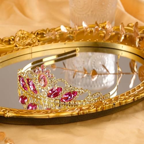 JINSAWW Princess Crown Dress-up Headband Birthday Wedding Gold Crown Halloween Cosplay Hair Accessories for Her thumbnail 4