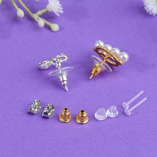 12 Styles Silicone Earring Backs for Studs/Droopy Ears/Heavy Earring, Clear Plastic Earrings 600Pcs Clear Soft Hypoallergenic Plastic Rubber Metal Backs Replacements Backings Clutch Stoppers thumbnail 6