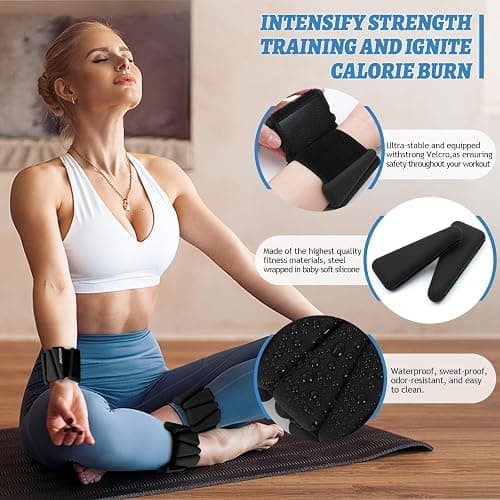 BECOJADDE Ankle Weights Set of 2 (1 lb/2 lb/3 lb Each) Adjustable Wrist Weights for Women Men Wearable Arm Leg Weight for Pilates, Running, Walking, Workout, Yoga thumbnail 3