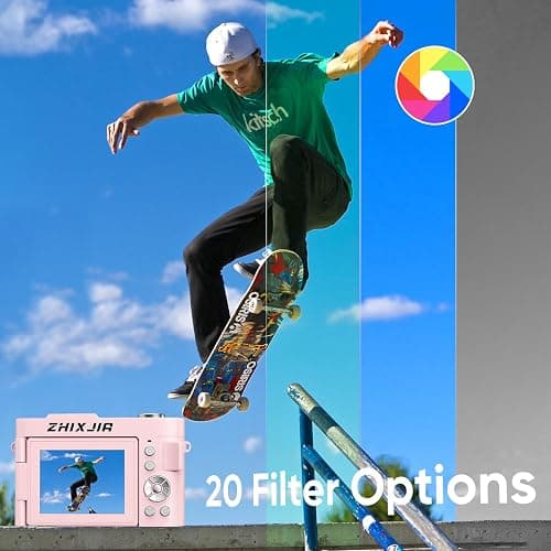 4K Digital Camera for Photography- 50MP Autofocus Vlogging Camera with 2.8" 180°Flip Screen, 18X Digital Zoom- Compact Point and Shoot Camera with 32GB TF for YouTube, Travel, Beginners, Pink thumbnail 5