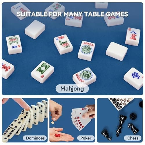 Blue Mahjong Mat - Non-Slip Noise Reduction Gaming Mat 31.5''x 31.5'', Mahjong Table Mat with Black Carrying Bag for Mahjong, Poker, Card Games, Dominoes, Board Games, Slip Resistant Mat (Blue) thumbnail 6