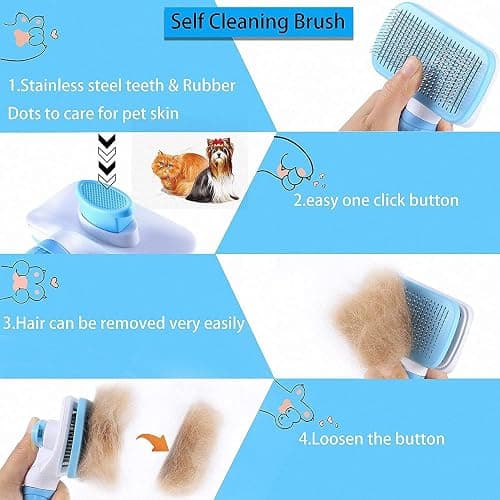 ACE2ACE Slicker Dog Brush, Cat Hair Brush, Pet Grooming Brush, Daily Use to Clean Loose Fur & Dirt, Great for Dogs and Cats With Medium Long Hair - Blue thumbnail 2