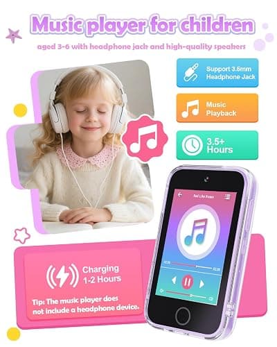 Dylanto Kids Camera ,3.5'' Touchscreen Phone for Kids Learning Play Toys for 3-9 Years Old Girls with Dual Camera,Video Players,Game,Christmas Birthday Gifts for Girls Age 3 4 5 6 7 8 9 -Purple thumbnail 4