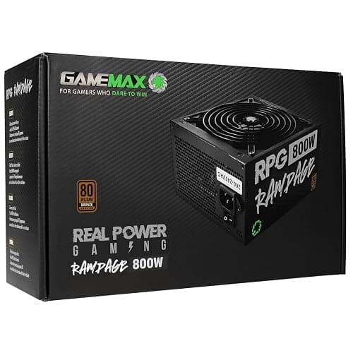 GameMax 800W Rampage Power Supply, Non-Modular, APFC, Japanese Tk Main Capacitor, 80 Plus Bronze, 88% Efficiency, 14cm Cooling Fan, Real Power Gaming | Black thumbnail 15