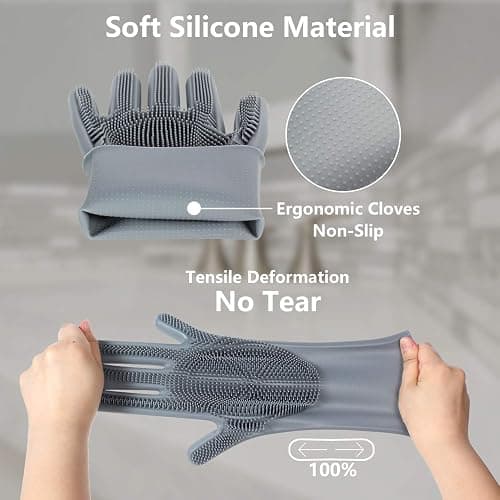 Pet Grooming Gloves - Gentle Dog Bathing Shampoo Brush - Massage Mitt with Enhanced Five Finger Design - Efficient Deshedding Glove for Dogs, Cats, Rabbits and Horses - 1 Pack thumbnail 2