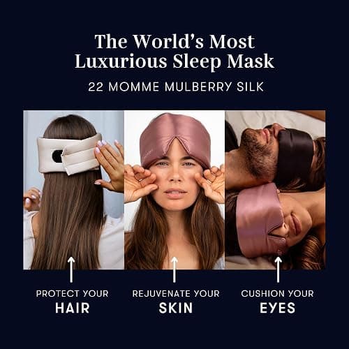 DROWSY Silk Sleep Mask - Face-Hugging, Padded Cocoon for Luxury Sleep in Total Darkness - 100% Pure Mulberry Silk, Skin-Hydrating & Adjustable (Midnight Blue) thumbnail 6
