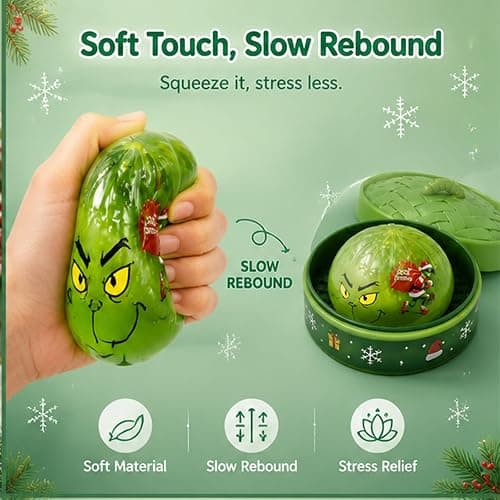 Stress Relief Squishy, Random 1 of 7 Color, Squeeze Party Favor Gifts | Random 1 of 7 Color, Mystery Green Christmas Dumpling Edition, Stress Relief Sensory Squeeze for Holiday Gifts Party Favors thumbnail 5