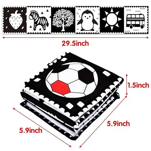Baby Toys 0-3 Months: Black and White High Contrast Baby Toys 0-6 Months, Baby Soft Cloth Book Tummy-Time Toys with Mirror for Babies Infants 6-12 Months, Brain Development Newborn Toys Gift thumbnail 3