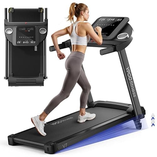 YPOO Treadmills for Home, Folding Treadmill with 8% Incline, 12km/h Walking Pad Foldable, Low Noise Walking Treadmill with Large Running Area, LED Display, 136kg Weight Capacity - Image 1