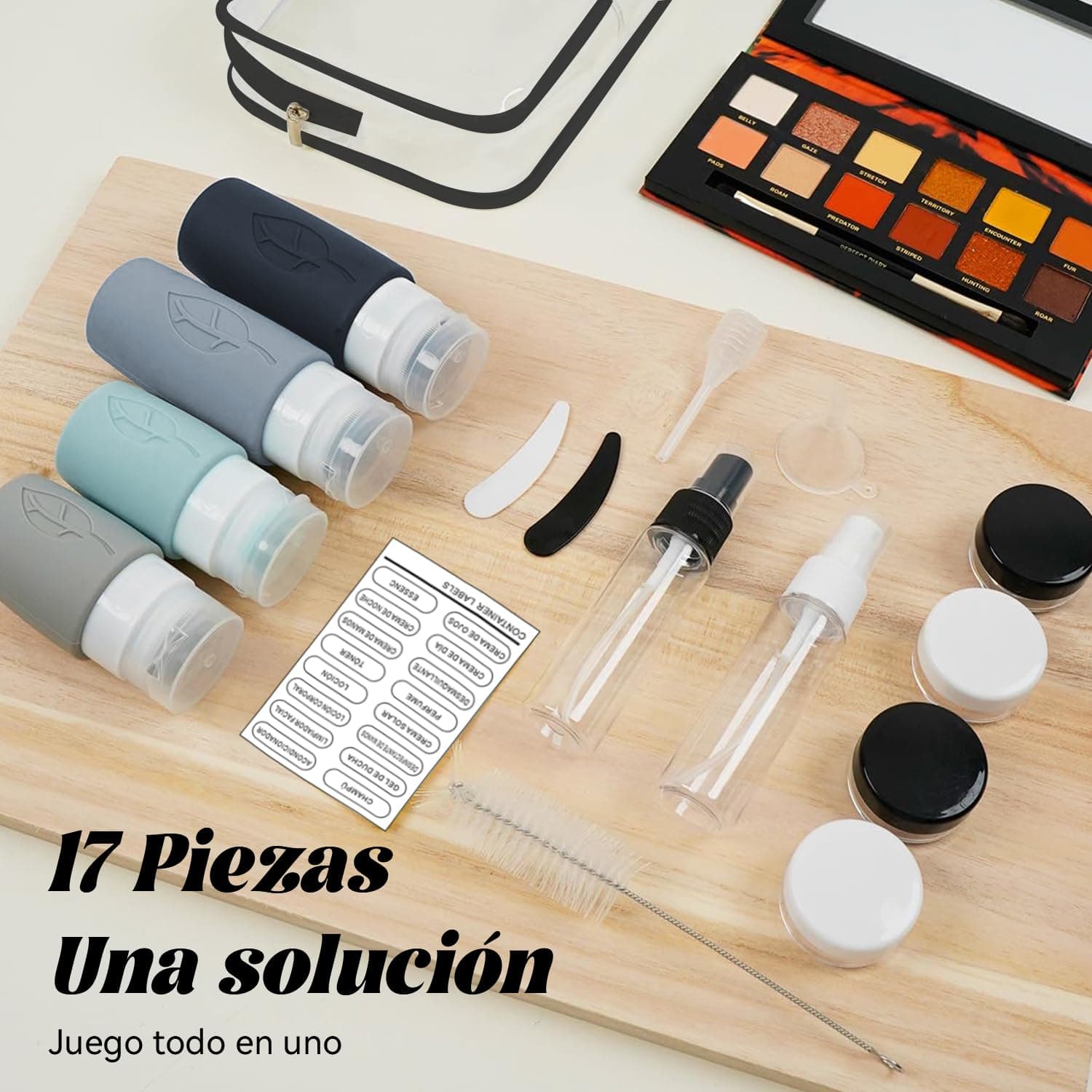 16 Piezas de Botellas de Viaje de Silicona, Contenedor de Tamaño de Viaje de 3 Oz Aprobado Por la Tsa, Sin Bpa, A Prueba de Fugas, Comprimible, Accesorios de Viaje Recargables (Colores Fríos-17 PCS) thumbnail 3