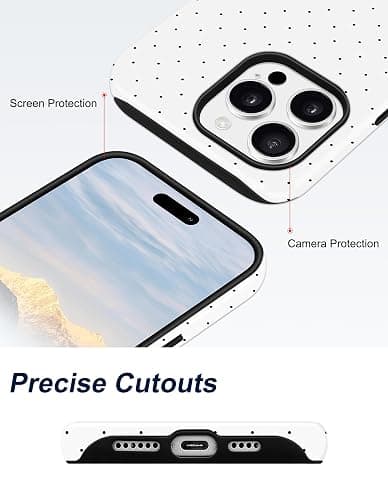 Jusy Compatible with MagSafe Polka Dot Case for iPhone 15 Pro, Cute Aesthetic Polka Dots Magnetic Phone Case, Soft TPU and Hard PC Protective Phone Cover for Women Girls (Matte) - White thumbnail 4