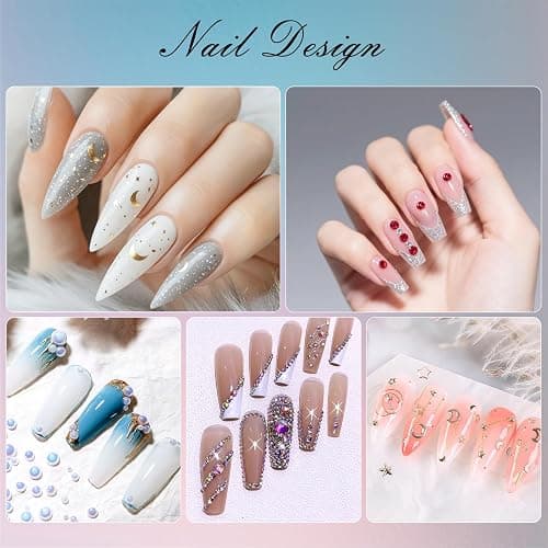 Artdone Nail Art Studs Kit, 6 boxes Multicolor And Design 3D Charms With 15 Sheets Gold Nail Stickers, Diamond Cute Nail Jewels For DIY Decoration with Pickup Tools thumbnail 4
